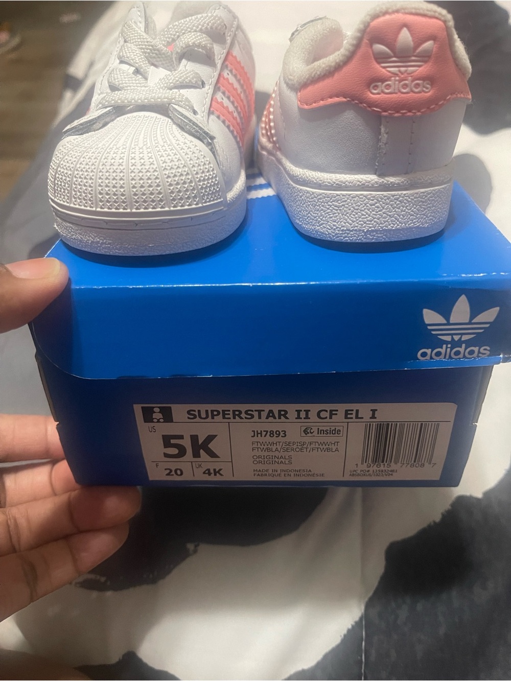 adidas Kids White Sneakers with Pink Accents